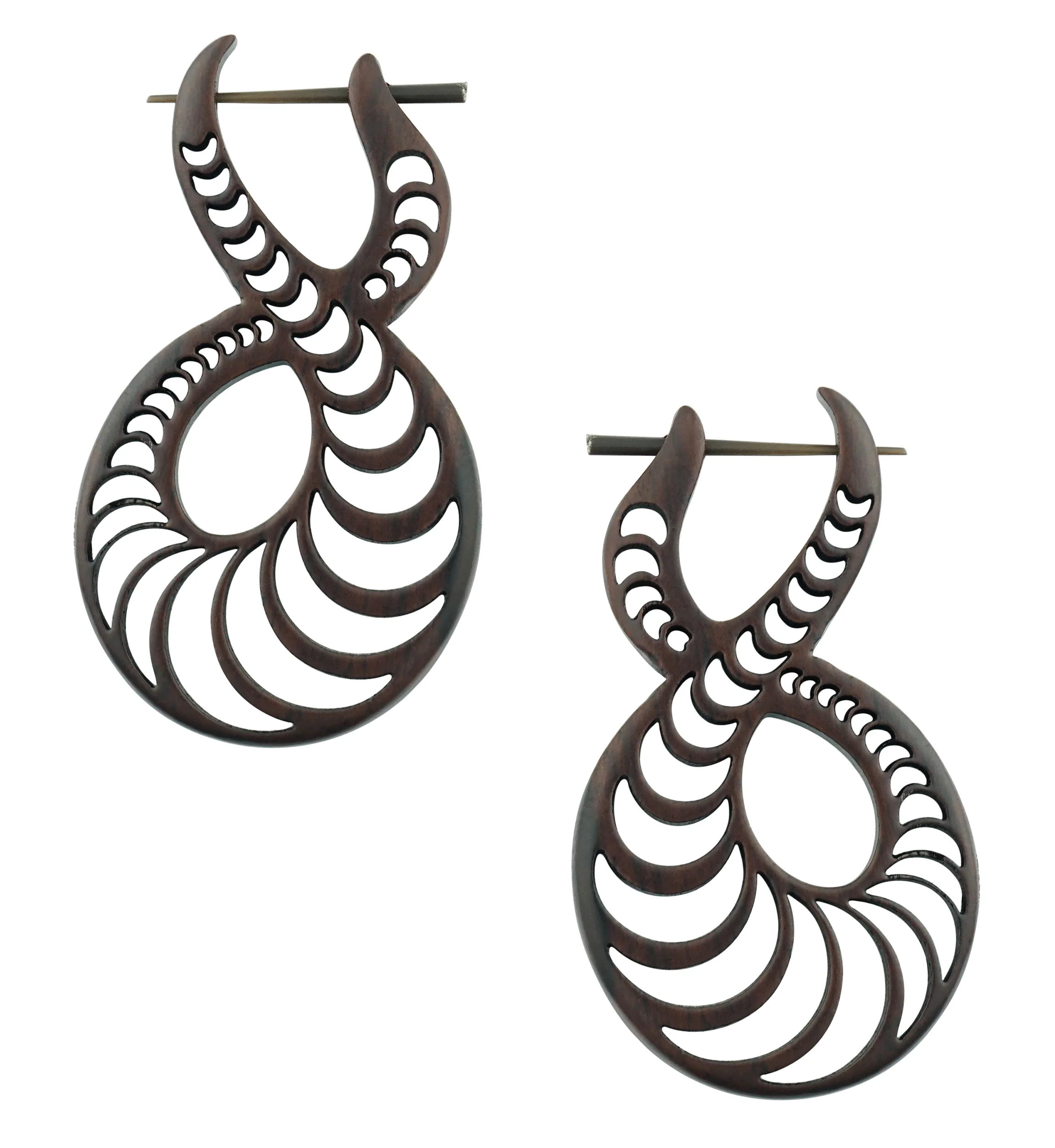 Lunar Spiral Wood Earrings