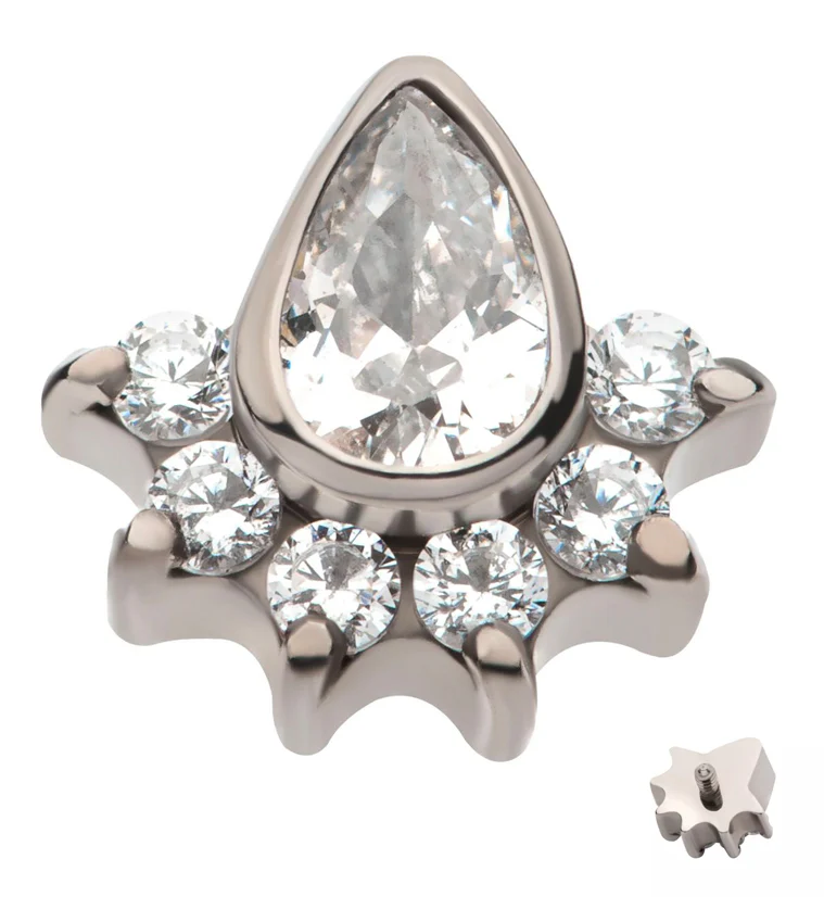 Lure Teardrop CZ Internally Threaded Titanium Top