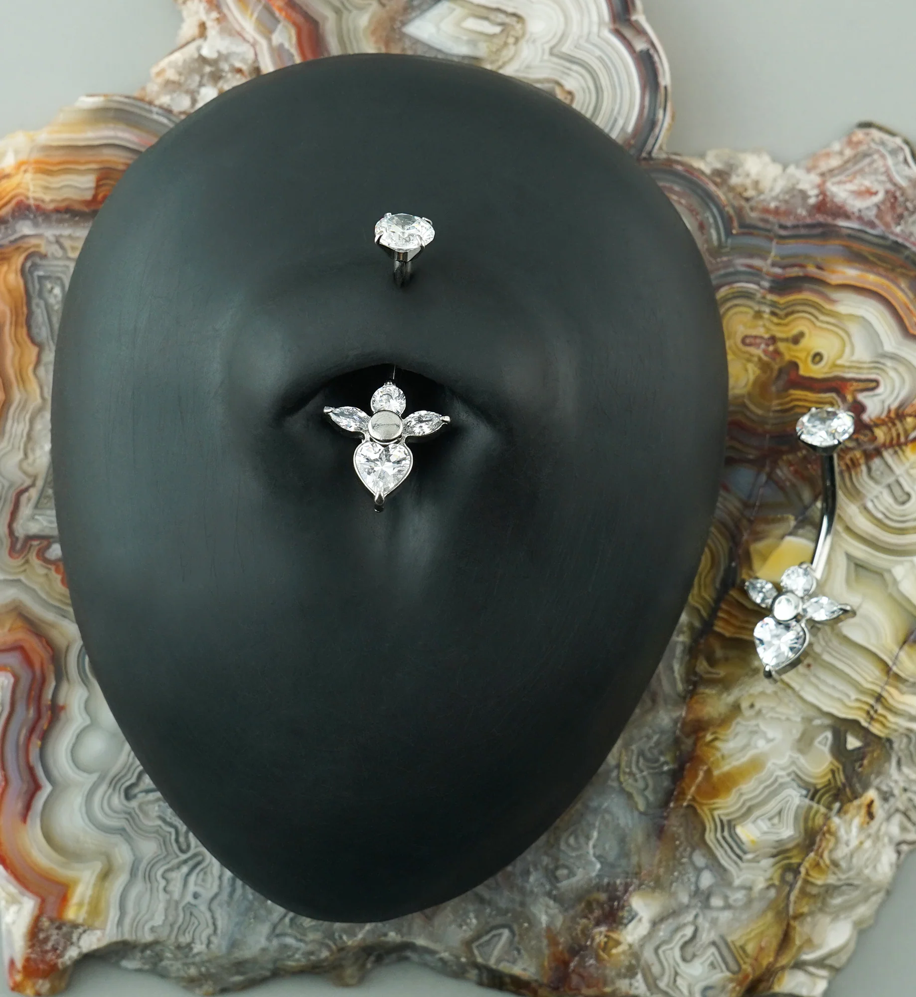 Majesty CZ Stainless Steel Internally Threaded Belly Button Ring - Image 2