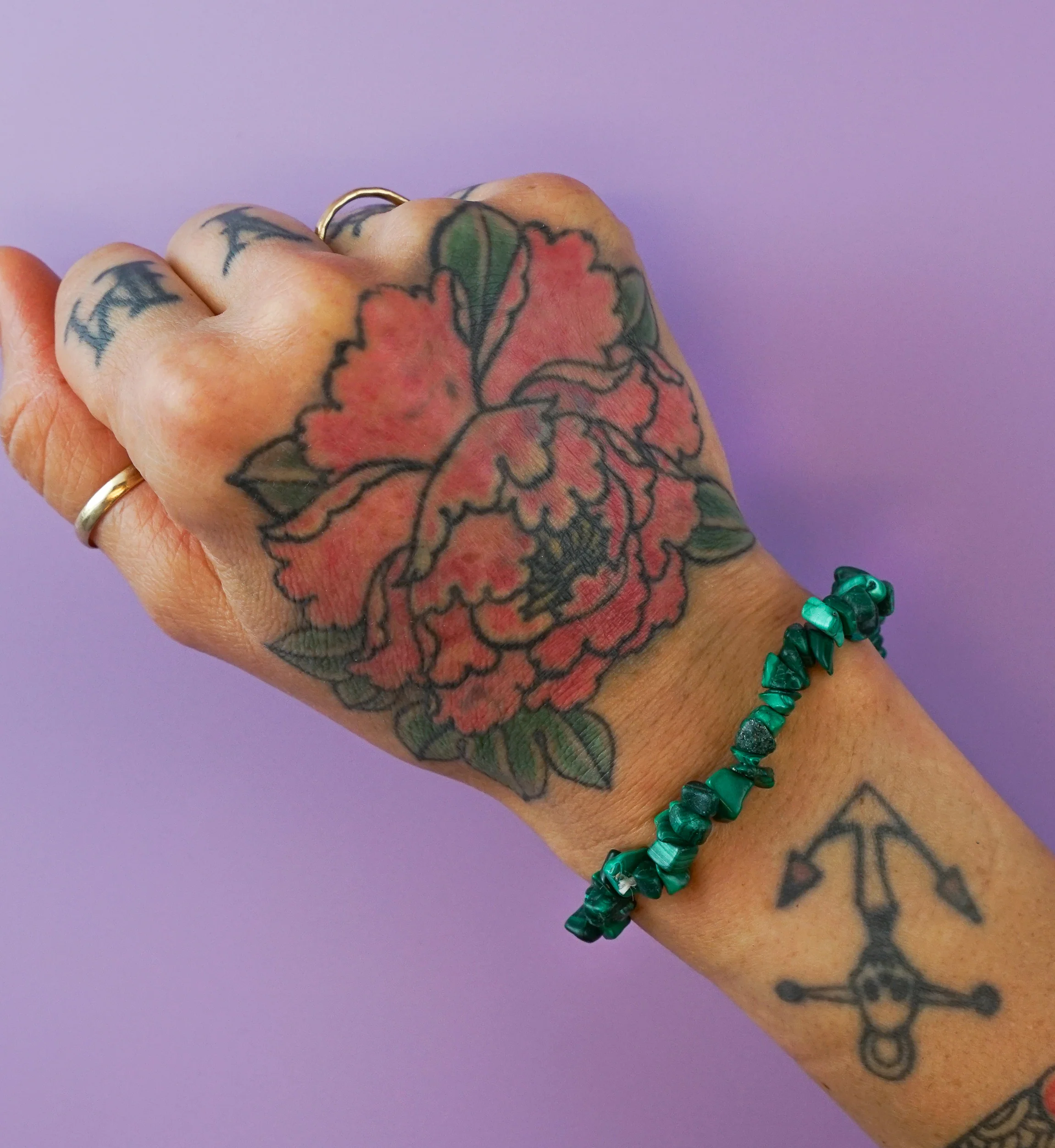 Malachite Chips Stone Bracelet