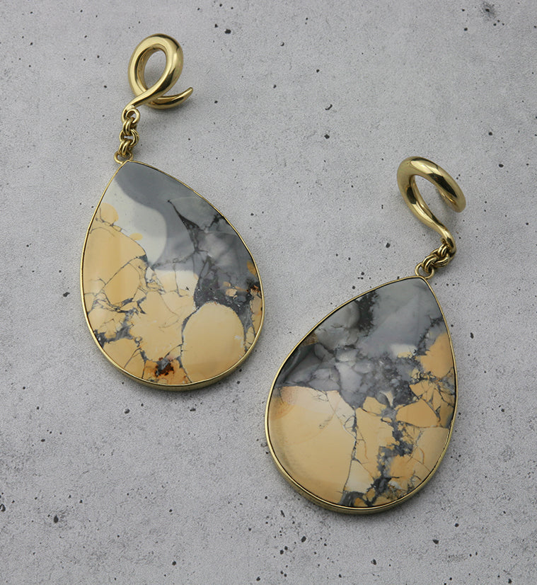 Maligano Stone Teardrop Brass Ear Weights - Image 3