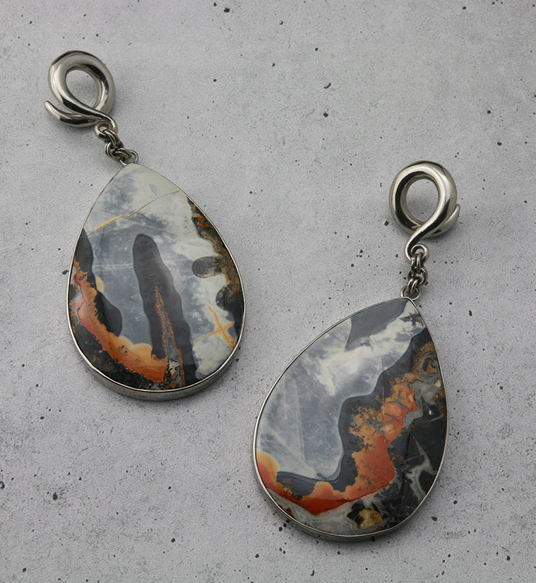 Maligano Stone Teardrop White Brass Ear Weights - Image 3