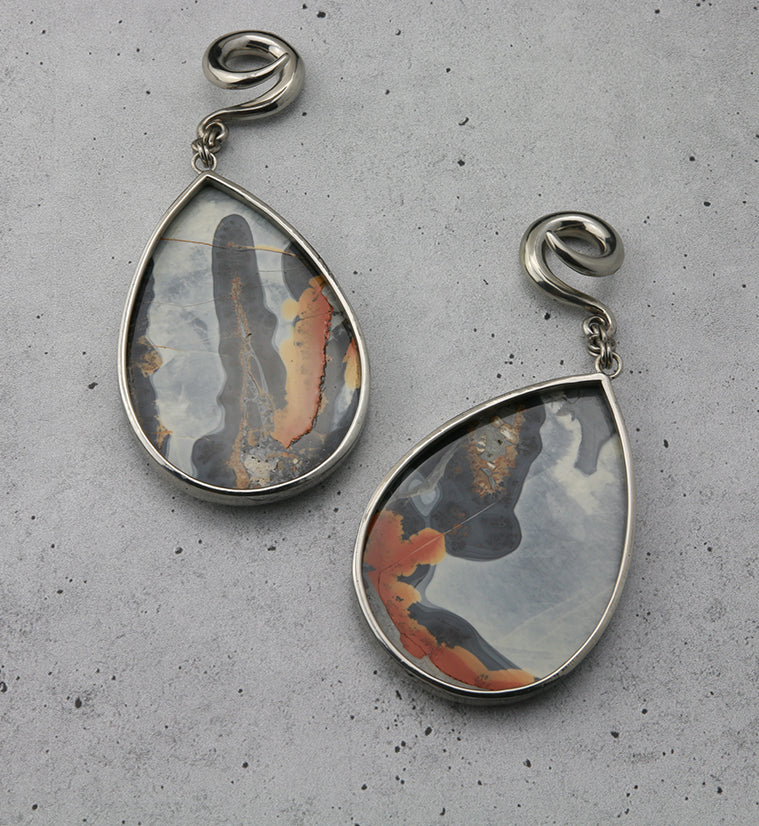 Maligano Stone Teardrop White Brass Ear Weights - Image 4