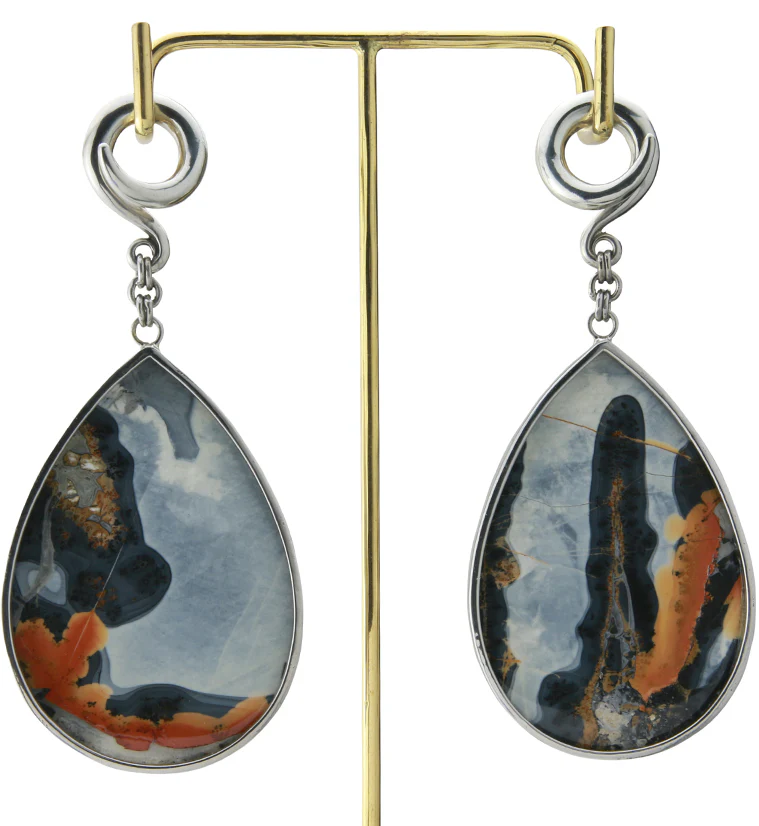 Maligano Stone Teardrop White Brass Ear Weights - Image 5