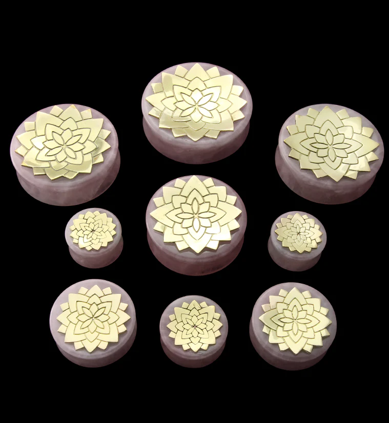 Mandala X Rose Quartz Stone Plugs - Image 2