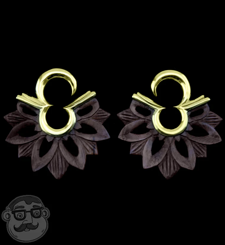Mandala Wood & Brass Ear Weights - Image 2