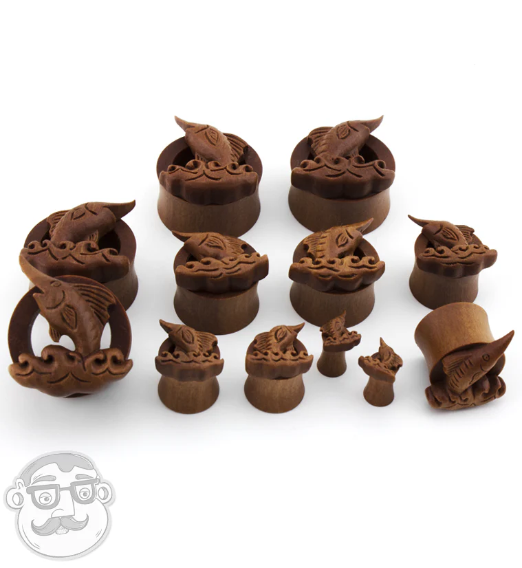 Marlin Carved Saba Wood Tunnels - Image 2