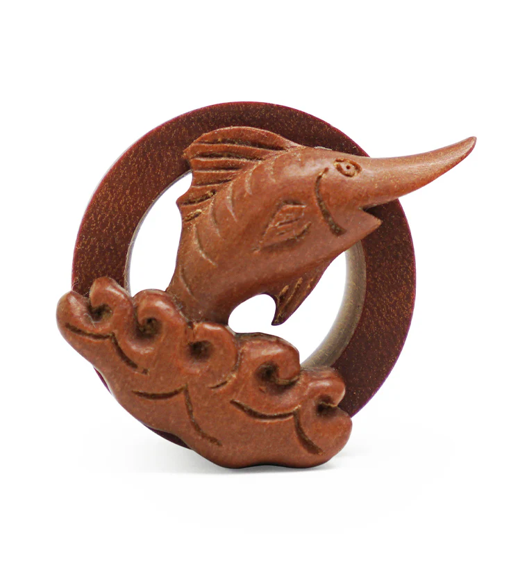 Marlin Carved Saba Wood Tunnels - Image 5