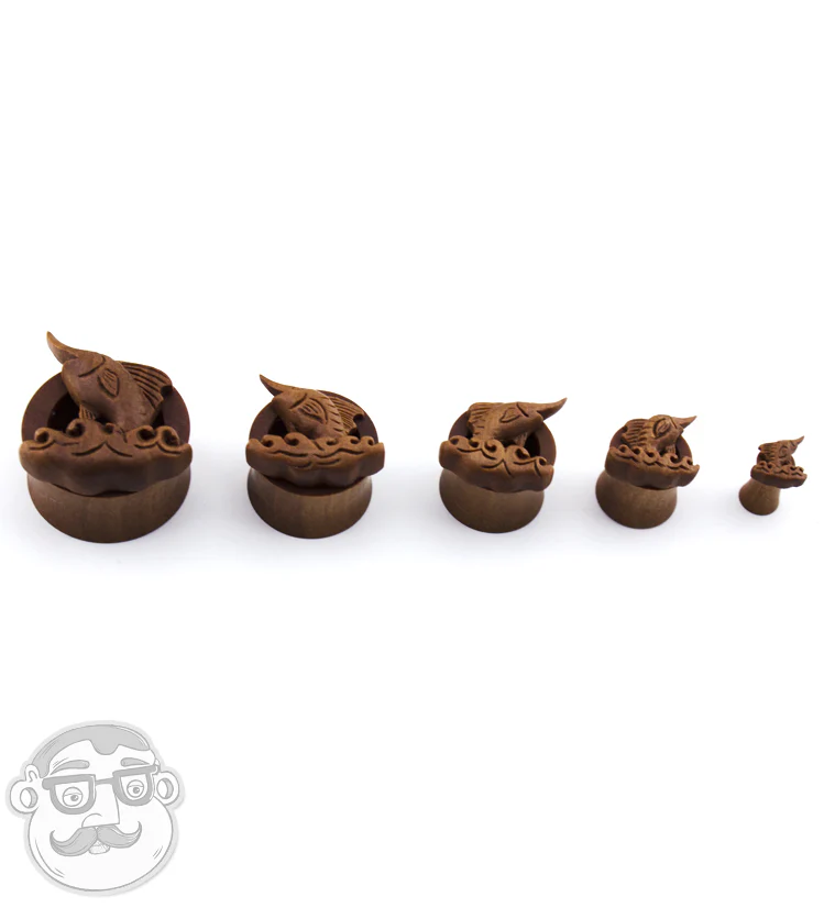 Marlin Carved Saba Wood Tunnels - Image 6