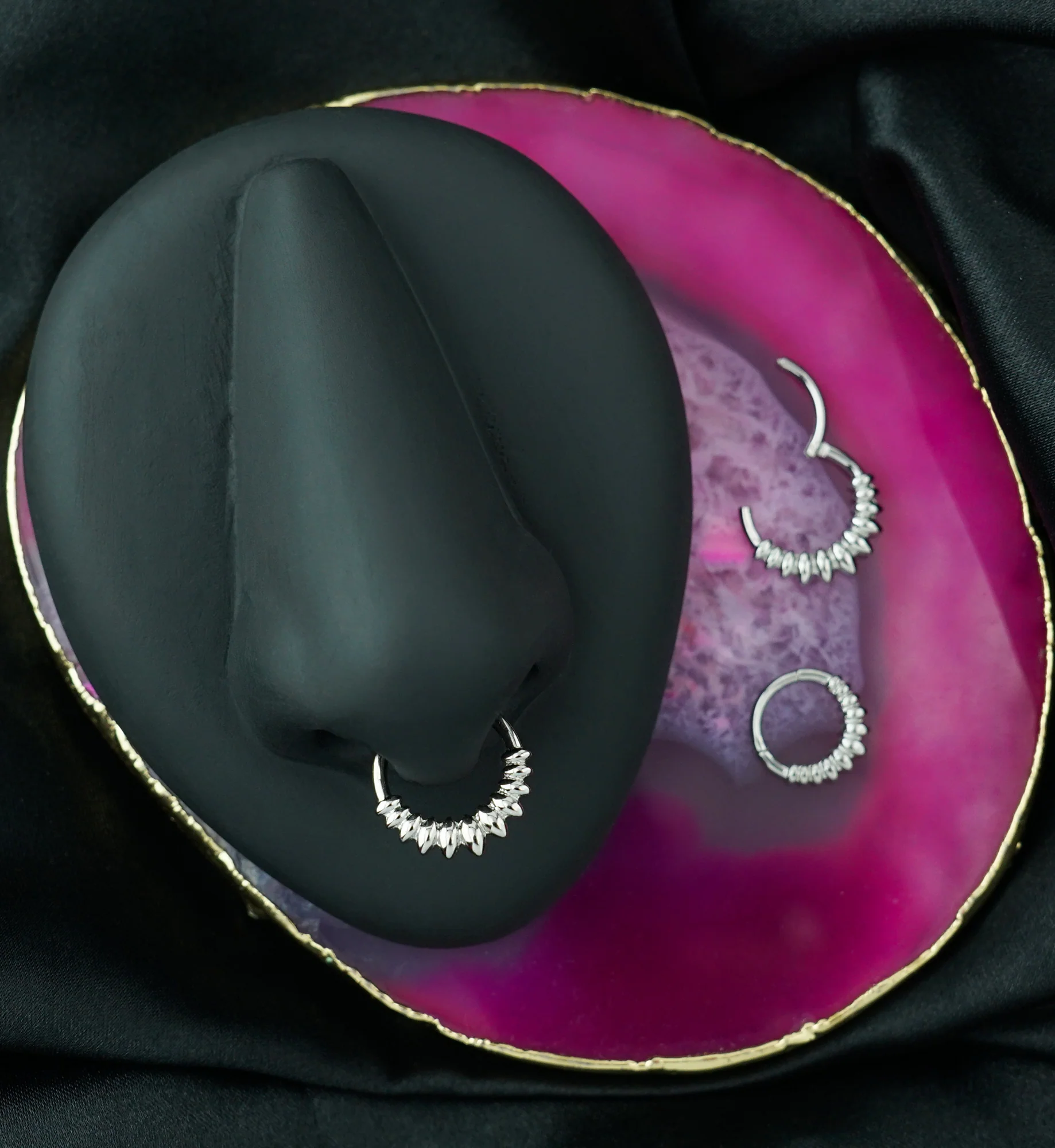 Marquise Beads Stainless Steel Hinged Segment Ring - Image 2