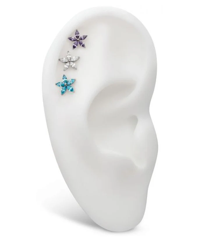 Marquise Flower Clear CZ Titanium Threadless Top - Image 3