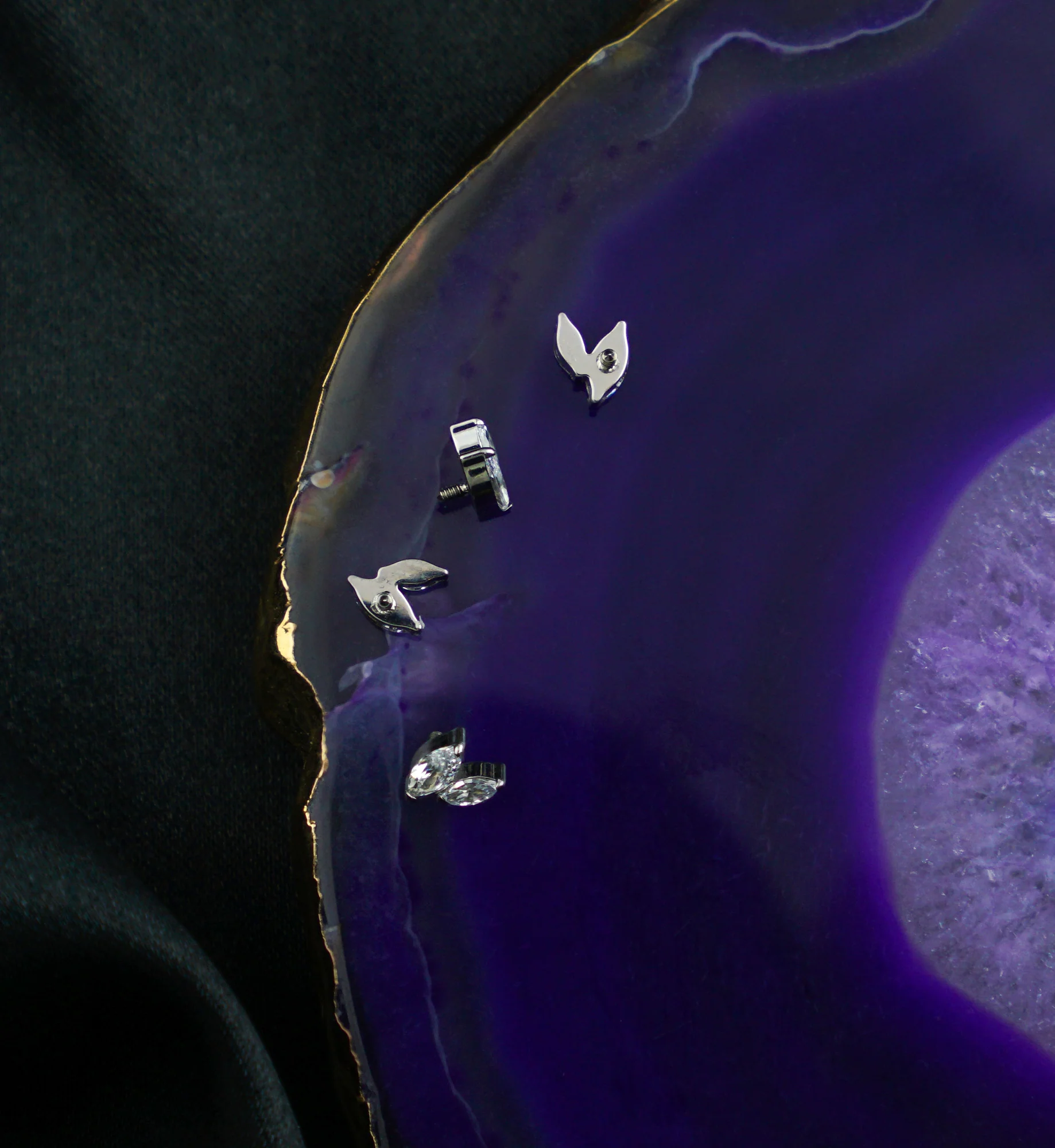 Marquise Frond Clear CZ Titanium Internally Threaded Top - Image 2