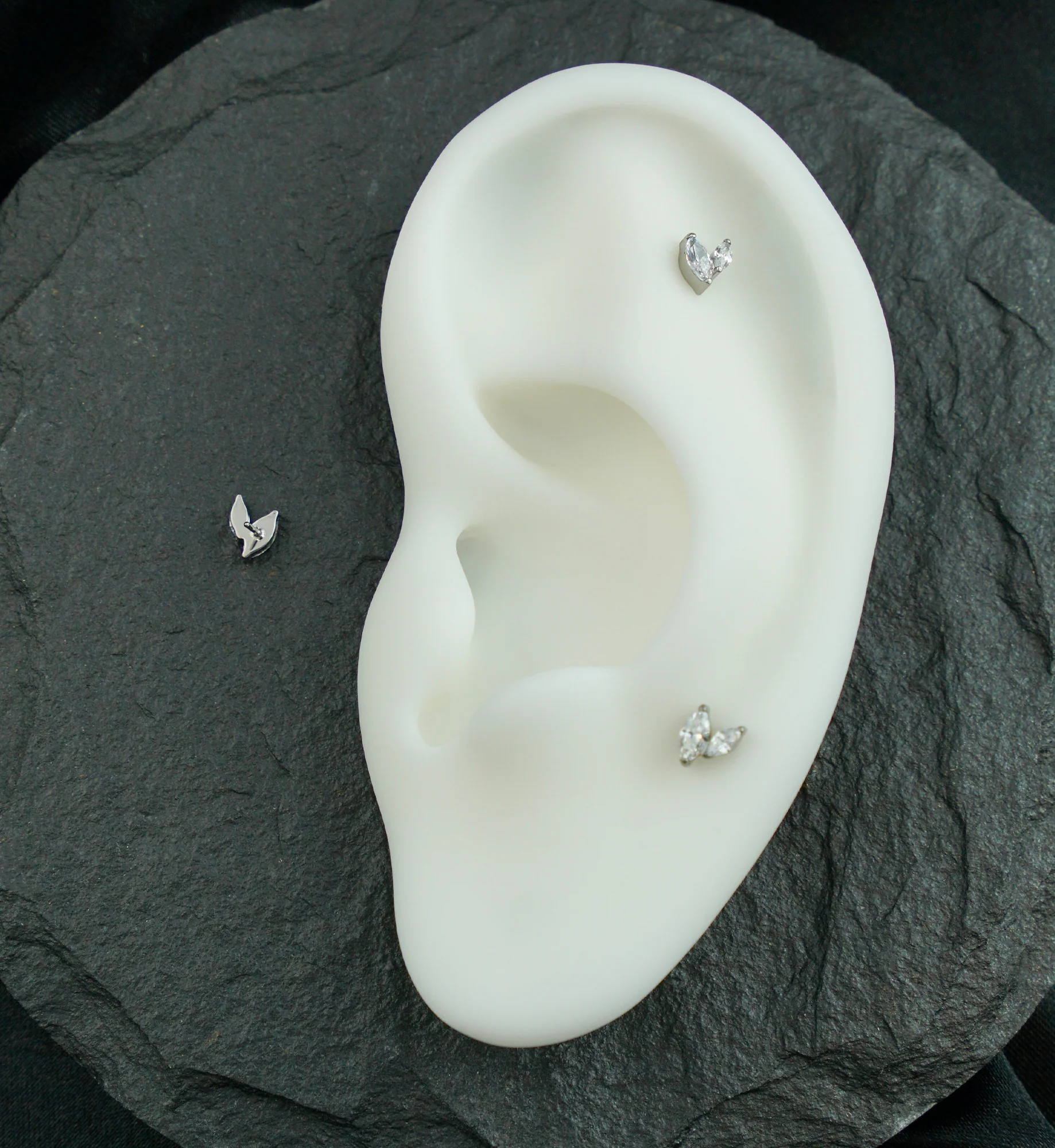 Marquise Frond Clear CZ Titanium Threadless Top - Image 2