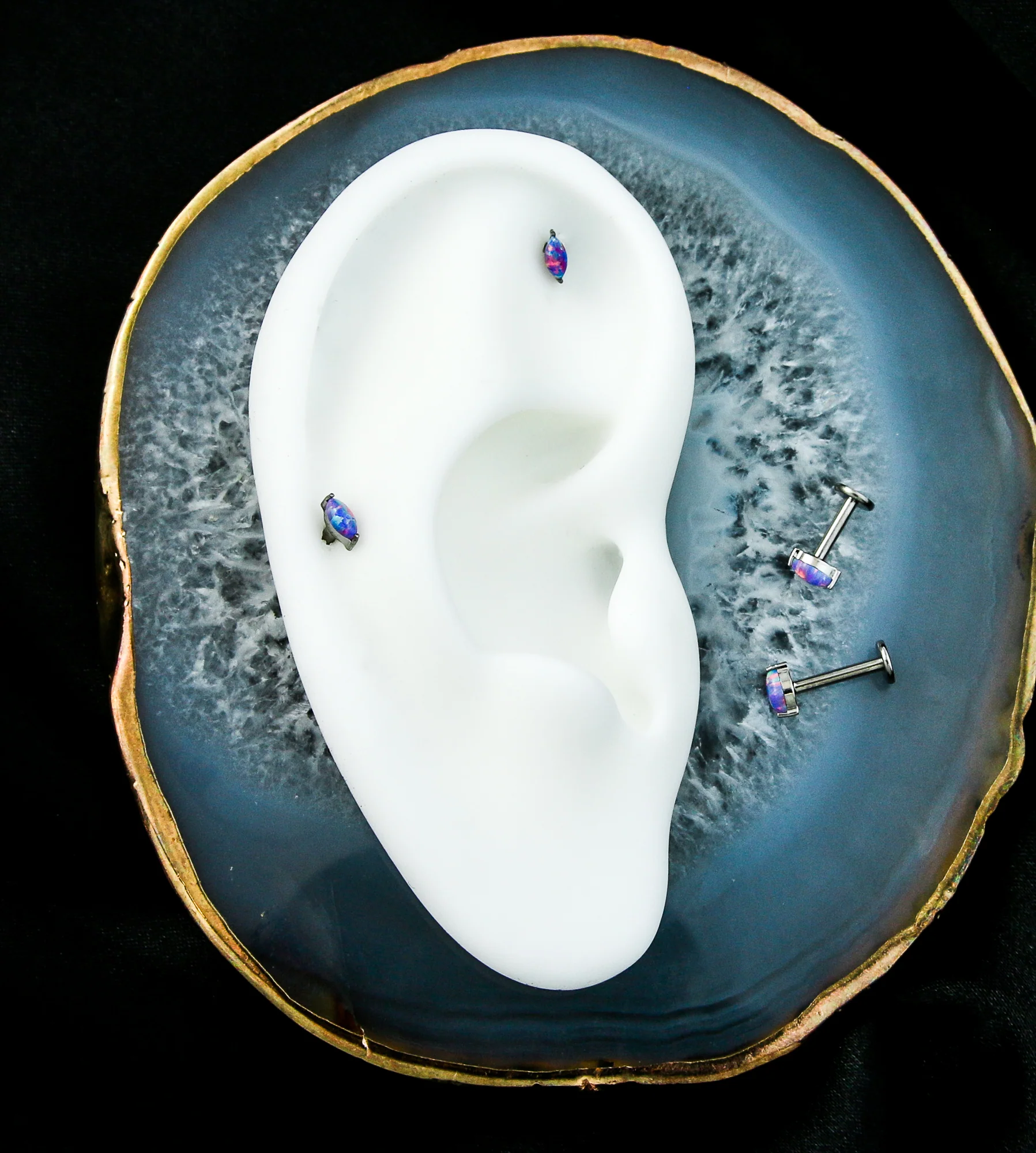 Marquise Purple Opalite Internally Threaded Titanium Labret - Image 2