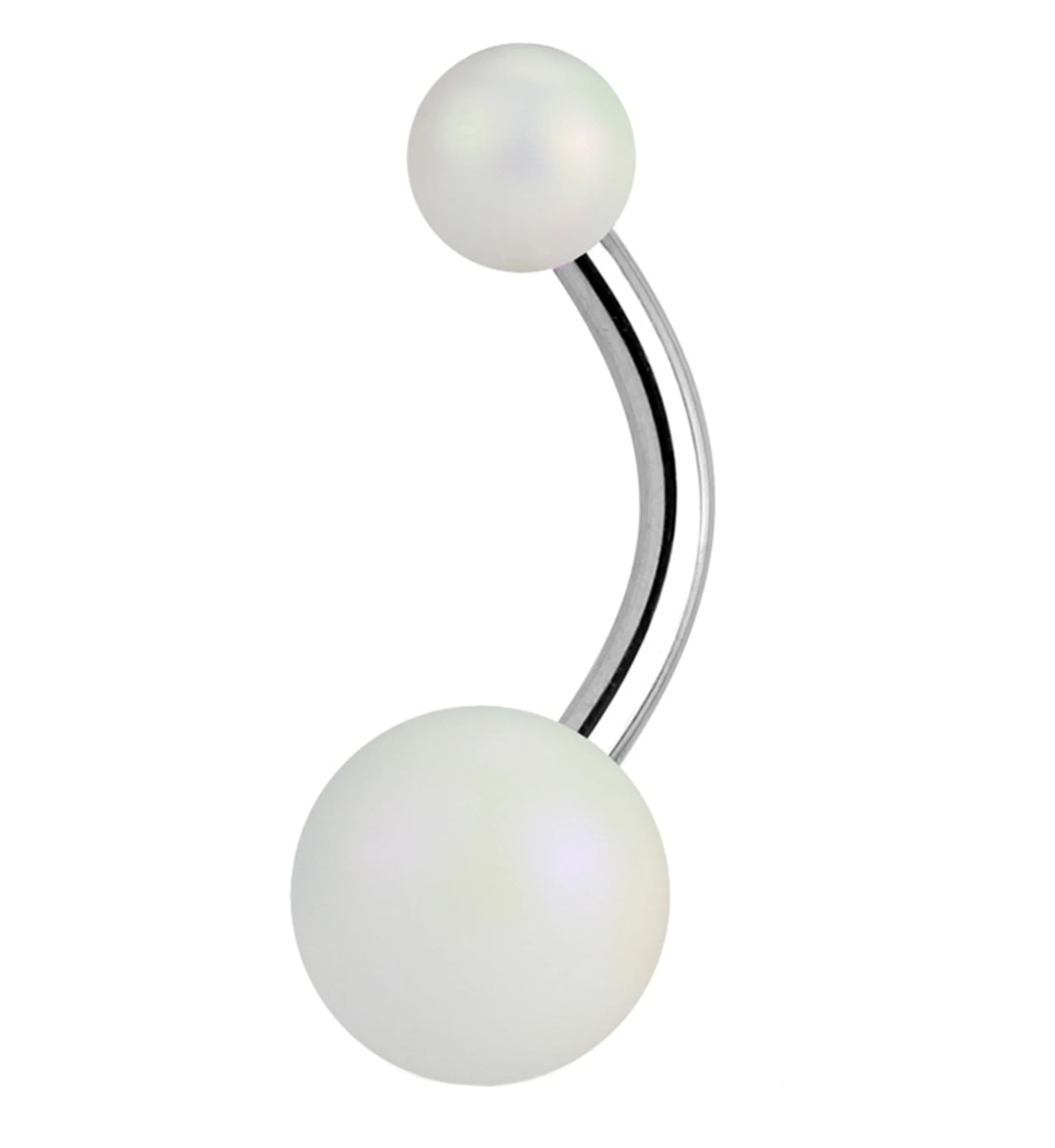 Matte White Stainless Steel Belly Button Ring