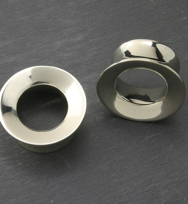 7/8" (22mm) Mayan Flare White Brass Tunnel Plugs - Image 2
