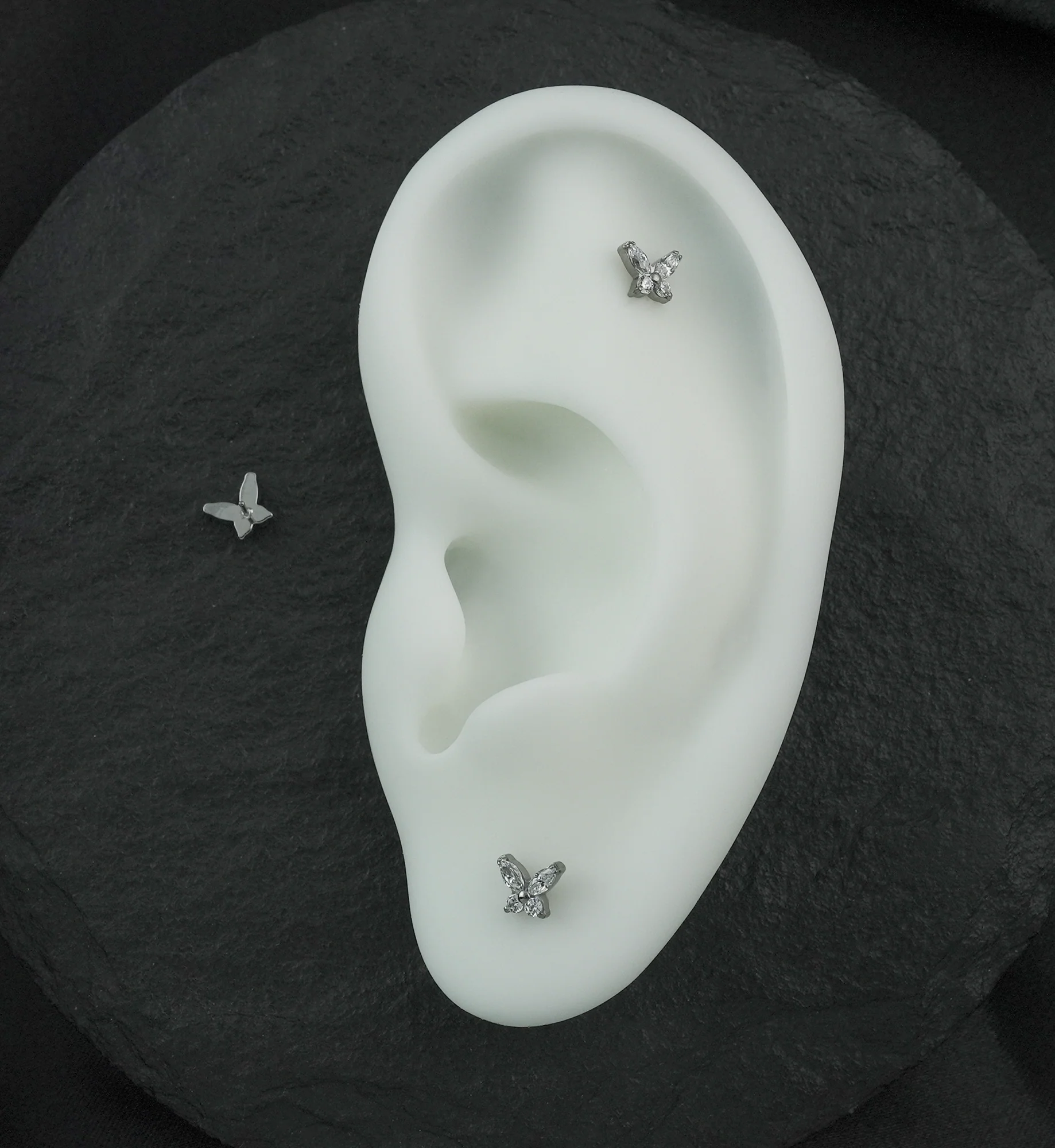 Mini Butterfly Clear CZ Titanium Threadless Top - Image 2