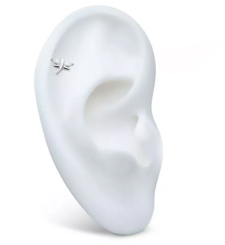 Mini Dragonfly Clear CZ Titanium Internally Threaded Top - Image 3