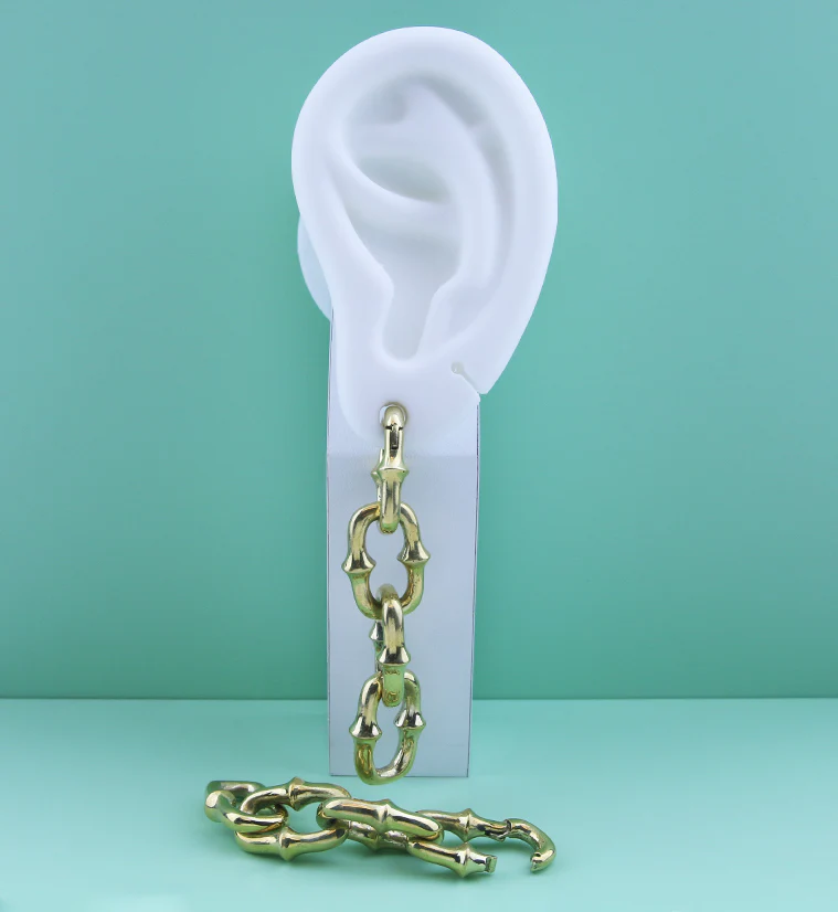 Mini OG Chain Quad Link Brass Ear Weights - Image 2