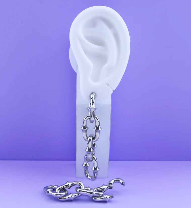 Mini OG Chain Quad Link White Brass Ear Weights - Image 2