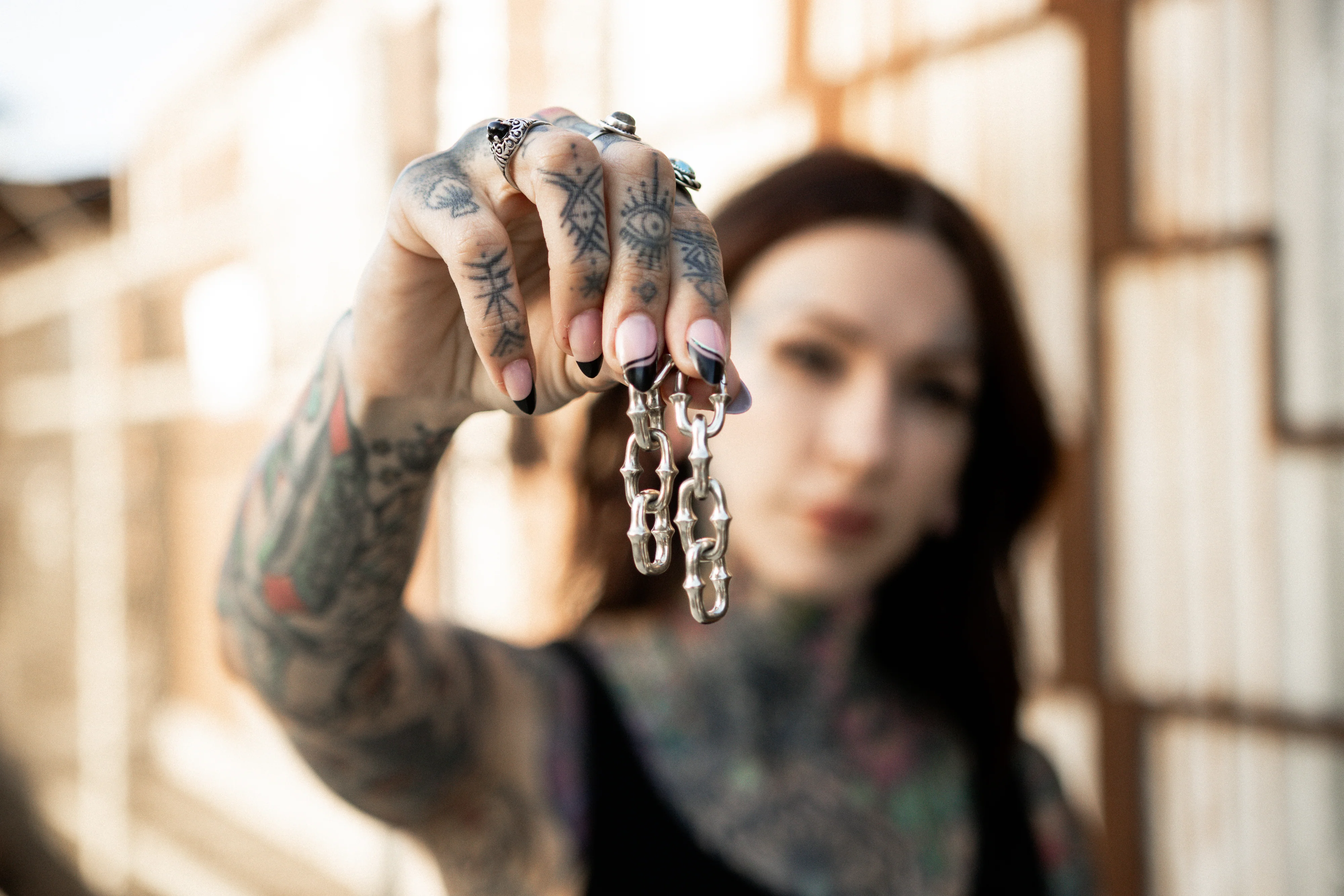 Mini OG Chain Quad Link White Brass Ear Weights - Image 9