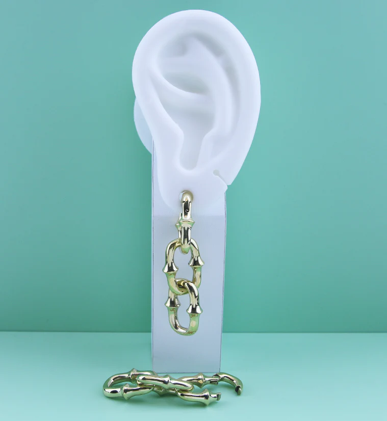 Mini OG Chain Triple Link Brass Ear Weights - Image 3