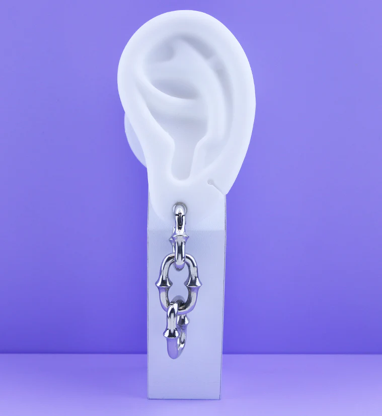 Mini OG Chain Triple Link White Brass Ear Weights - Image 3