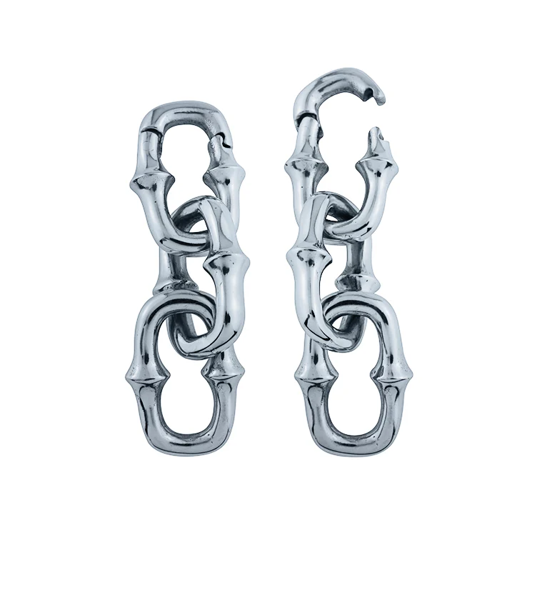 Mini OG Chain Triple Link White Brass Ear Weights - Image 4