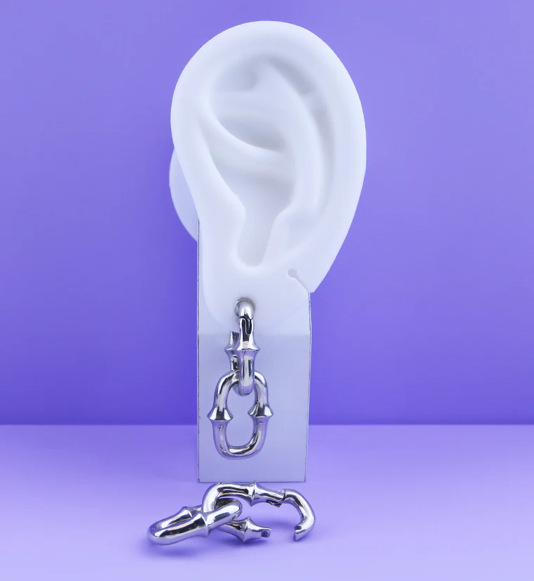 Mini OG Chain Double Link White Brass Ear Weights - Image 2