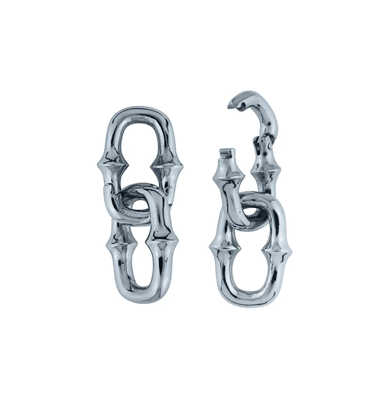 Mini OG Chain Double Link White Brass Ear Weights - Image 4