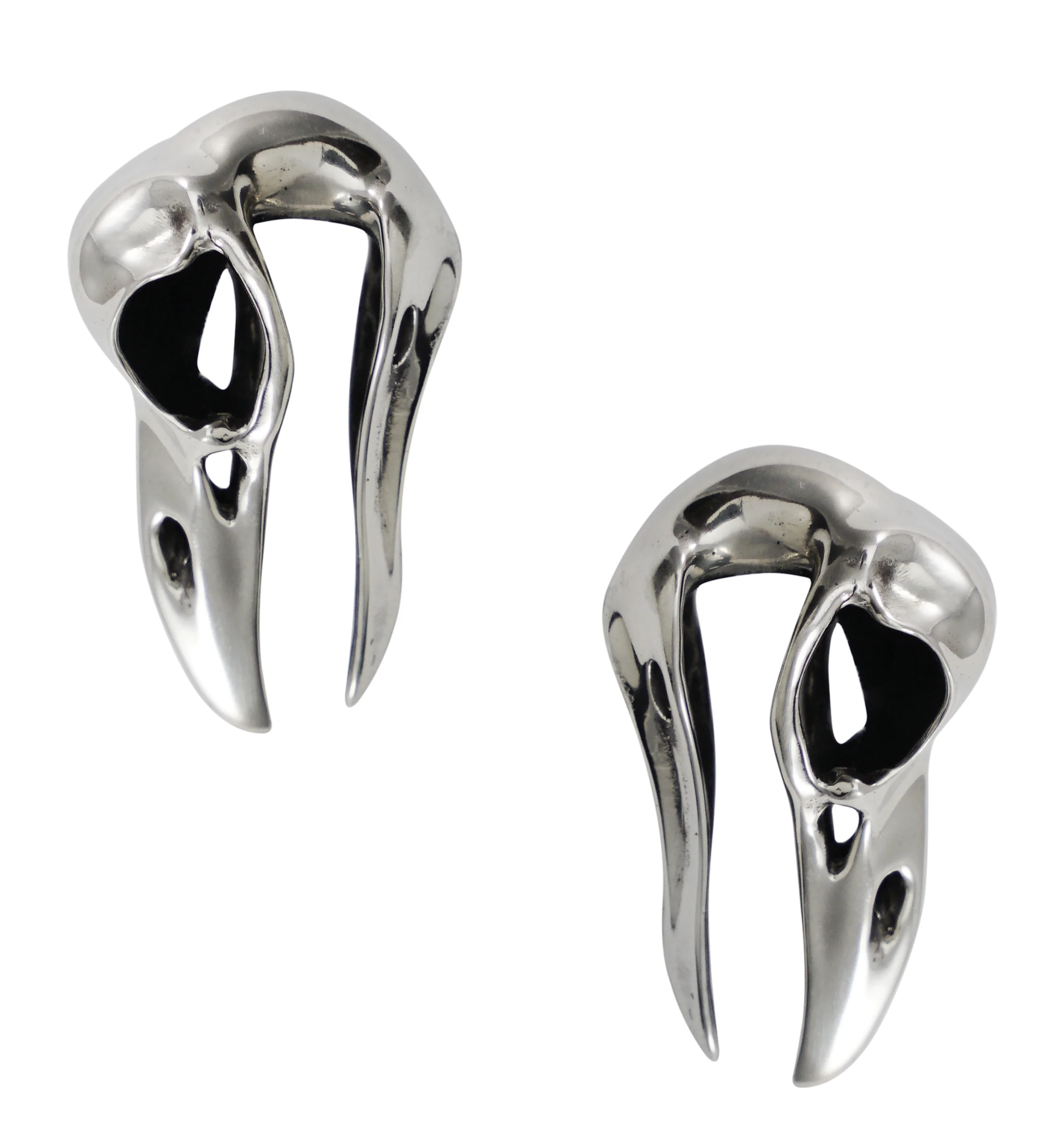 Mini Raven White Brass Ear Weights - Image 3