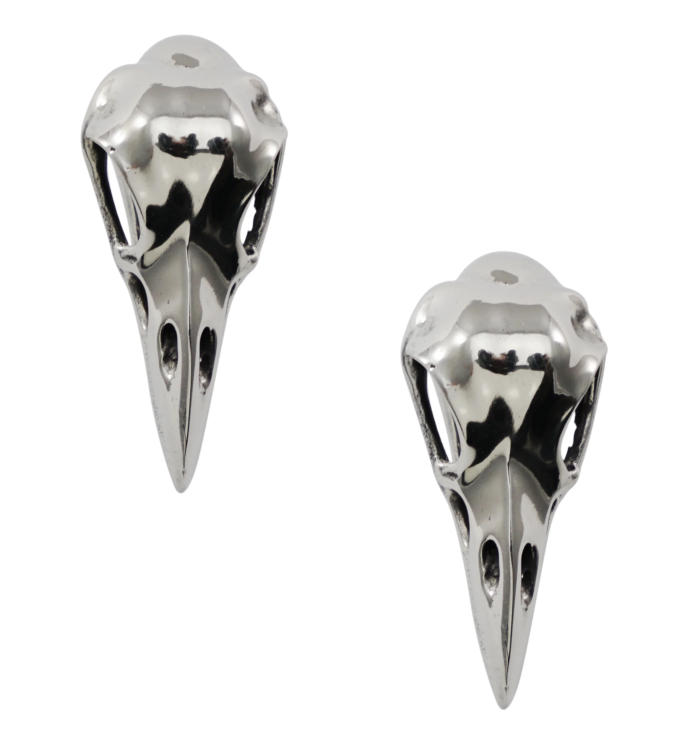 Mini Raven White Brass Ear Weights - Image 4