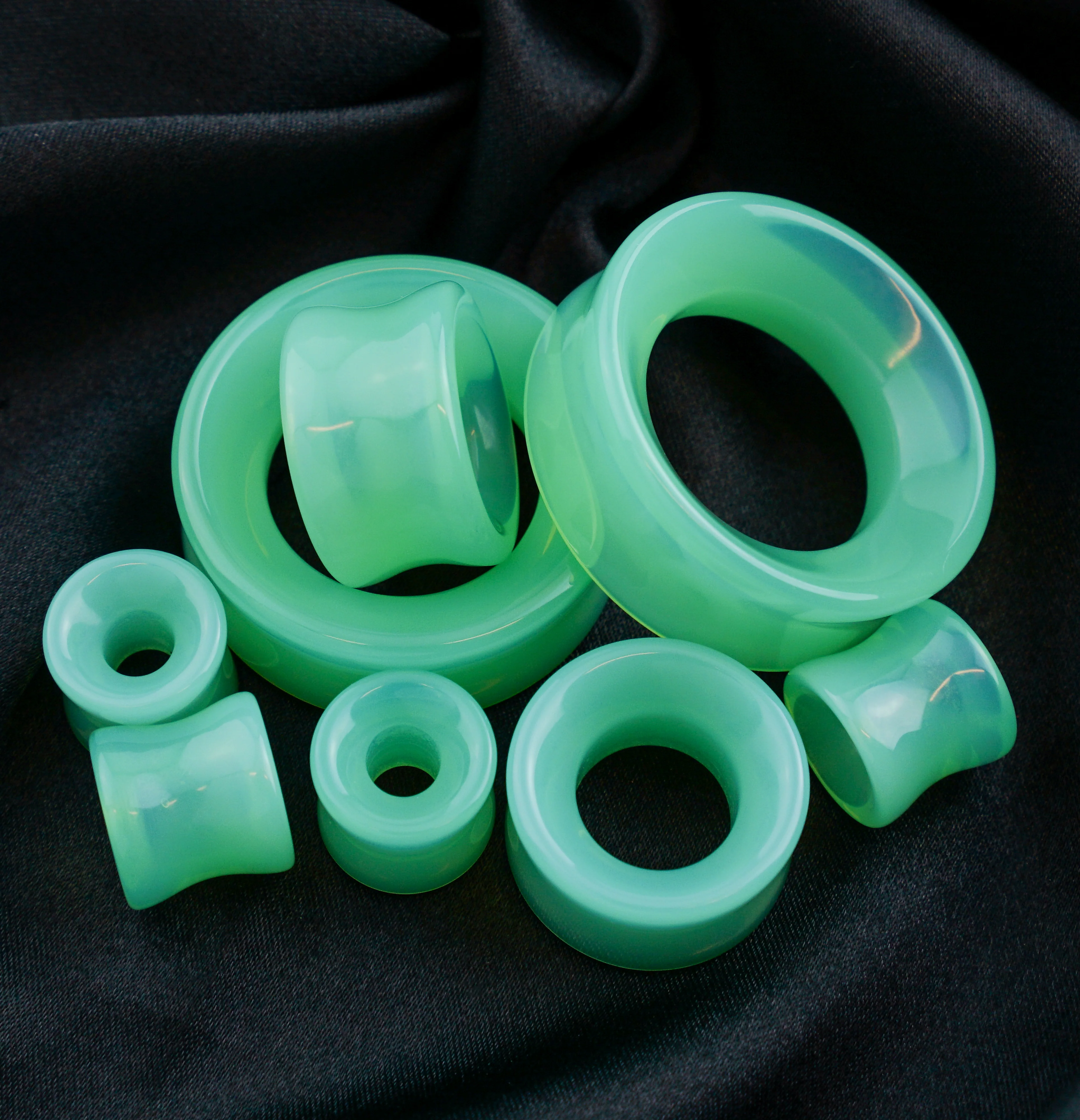 Mint Green Glass Tunnel Plugs - Image 2