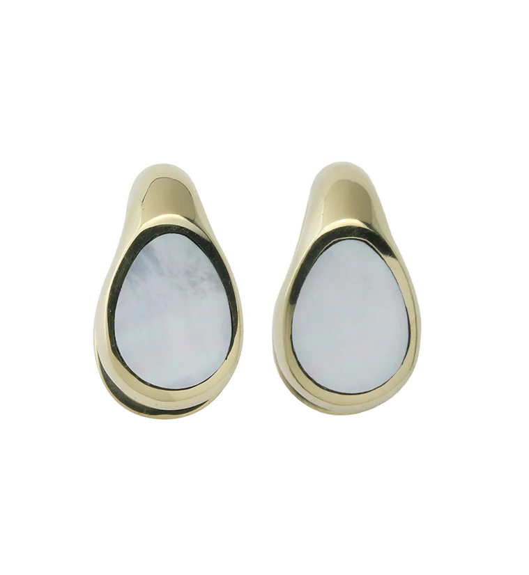 MOP Keyhole Brass Ear Weights