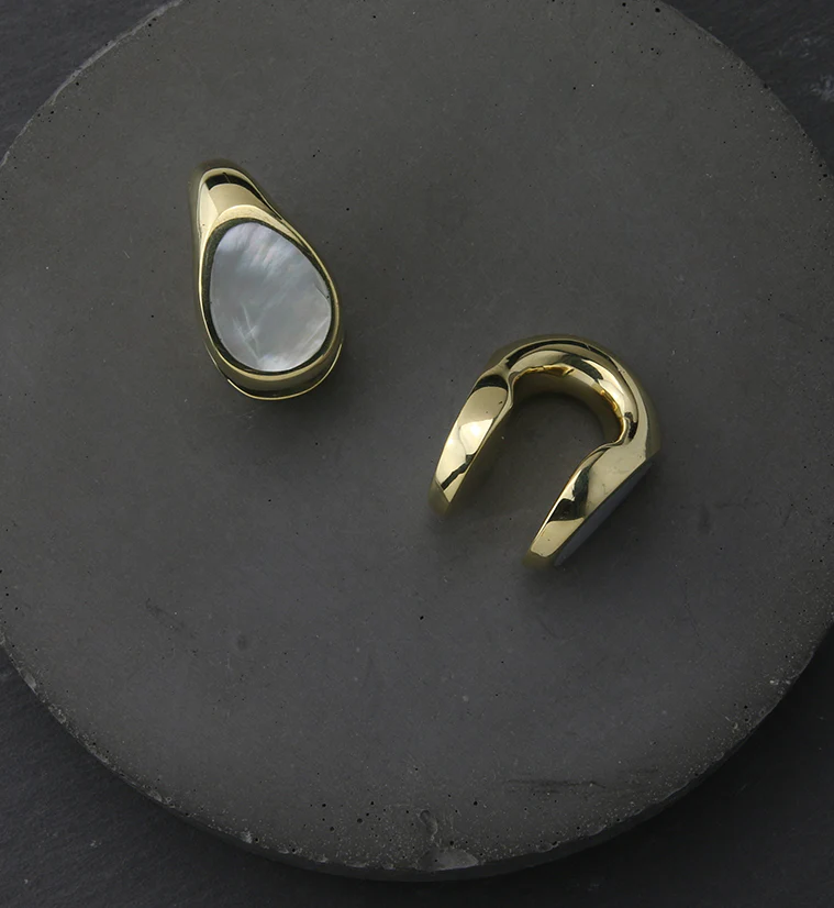 MOP Keyhole Brass Ear Weights - Image 2