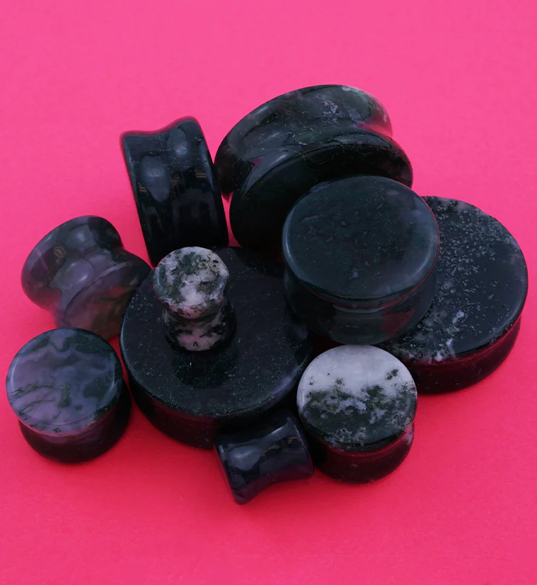 Moss Agate Stone Plugs - Image 3