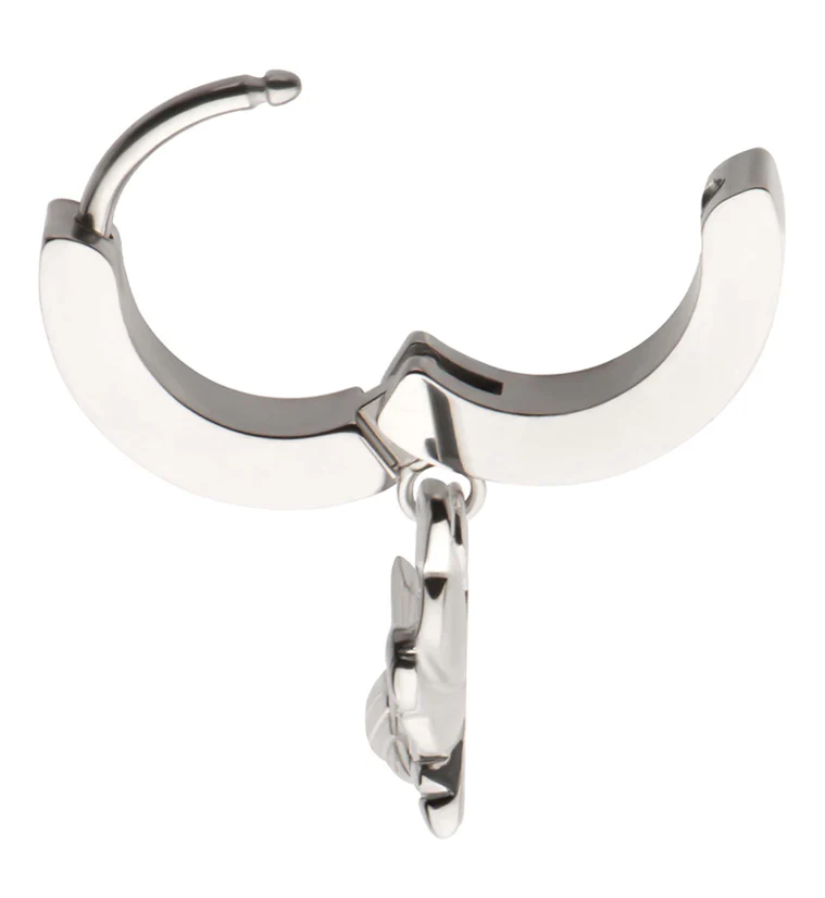 Moth Stainless Steel Hoop Huggie Earrings - Image 3