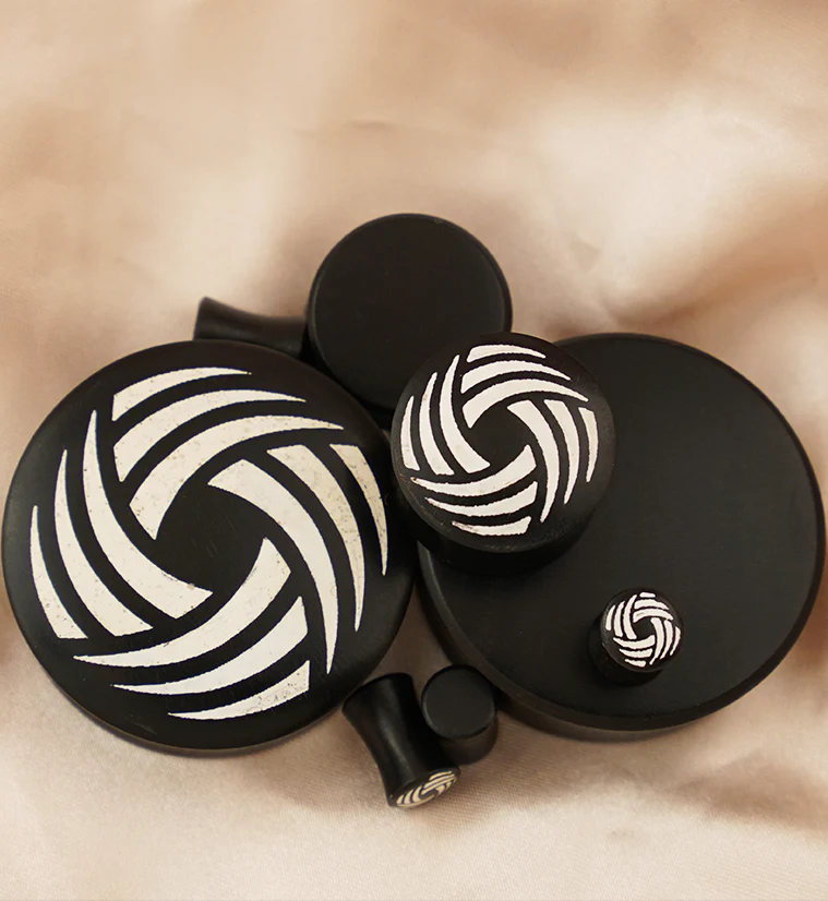 White Wave Inlay Wood Plugs - Image 2