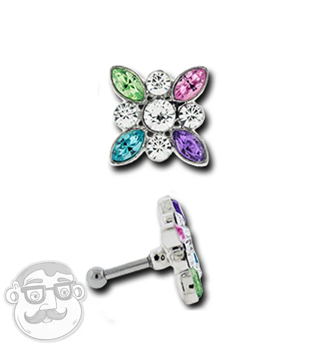 Multi Color Gem Bunch Tragus - Cartilage Barbell