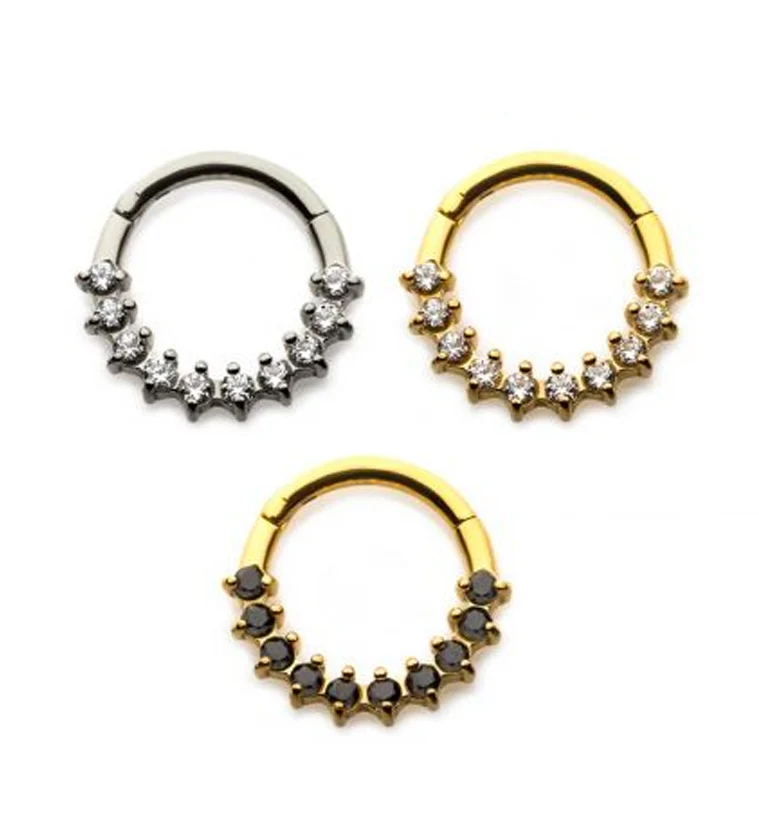 Multi Prong CZ Gold PVD Hinged Segment Ring - Image 2