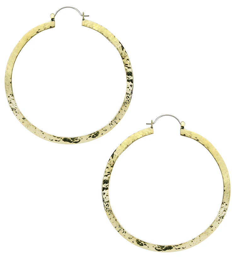 Narrow Hammered Brass Hangers / Earrings