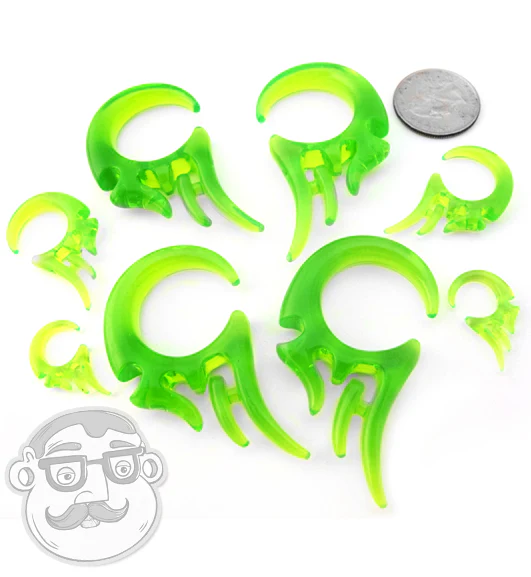 Neon Green Tribal Wing Spiral Plugs