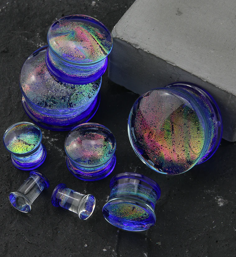 Nightfall Dichroic Glass Double Flare Plugs - Image 2