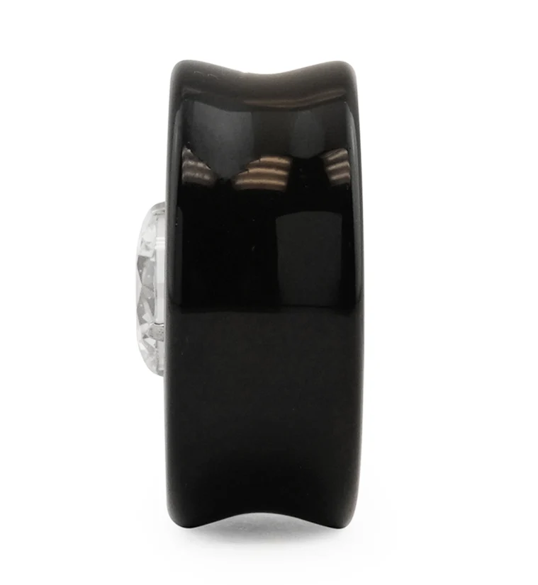 Obsidian Stone Plugs with CZ Inlay - Image 4