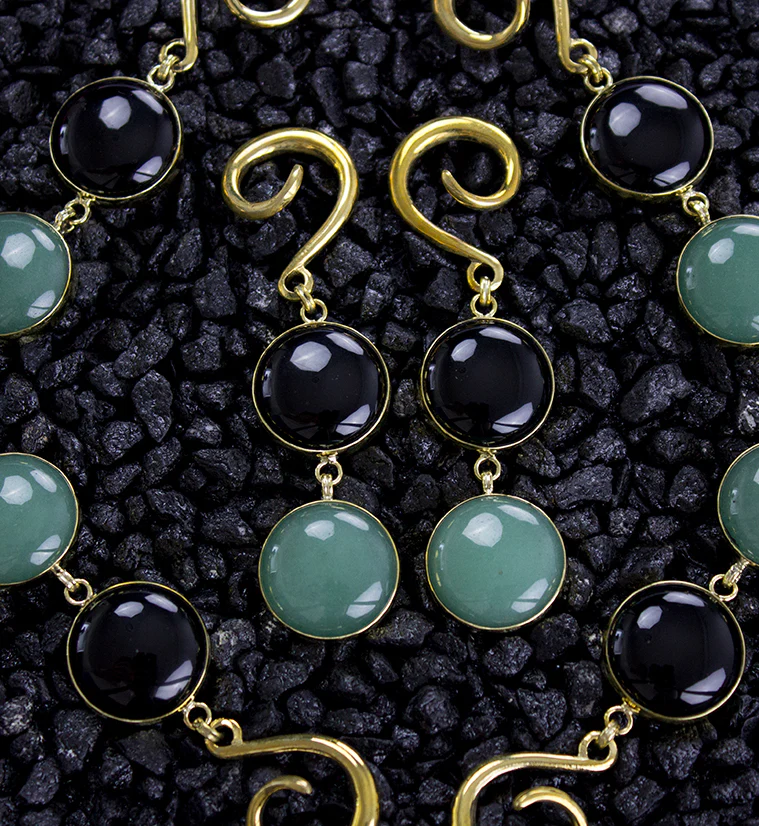 Obsidian X Aventurine Stone Hanging Ear Weights - Image 3