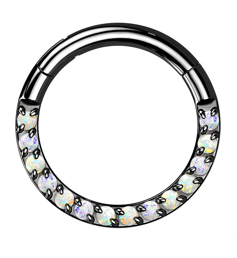 Obverse Black PVD Titanium Opalite Hinged Segment Ring