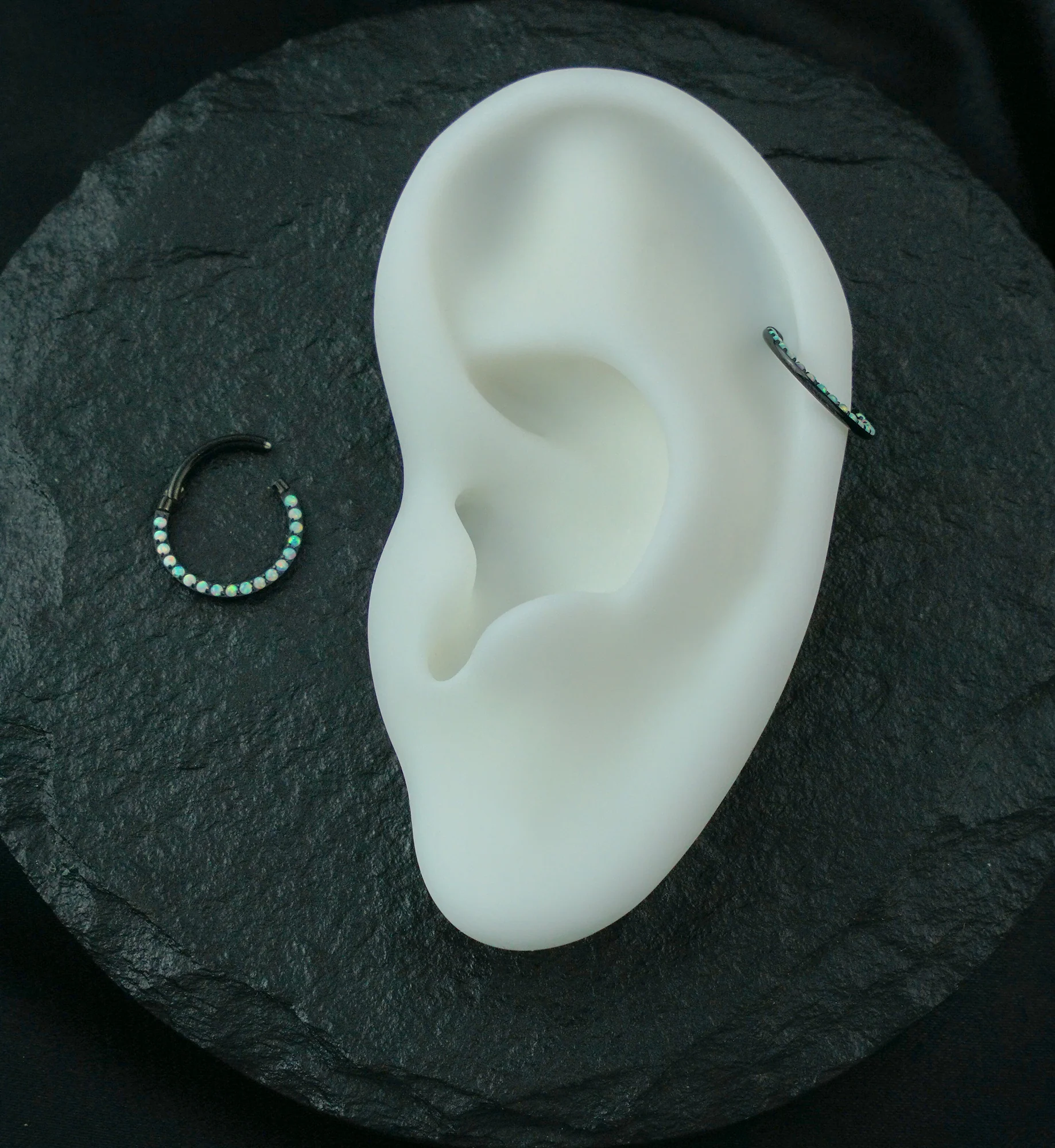 Obverse Black PVD Titanium Opalite Hinged Segment Ring - Image 3