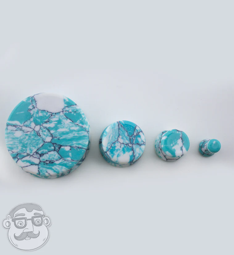 Ocean Howlite Stone Mayan Flare Plugs - Image 14
