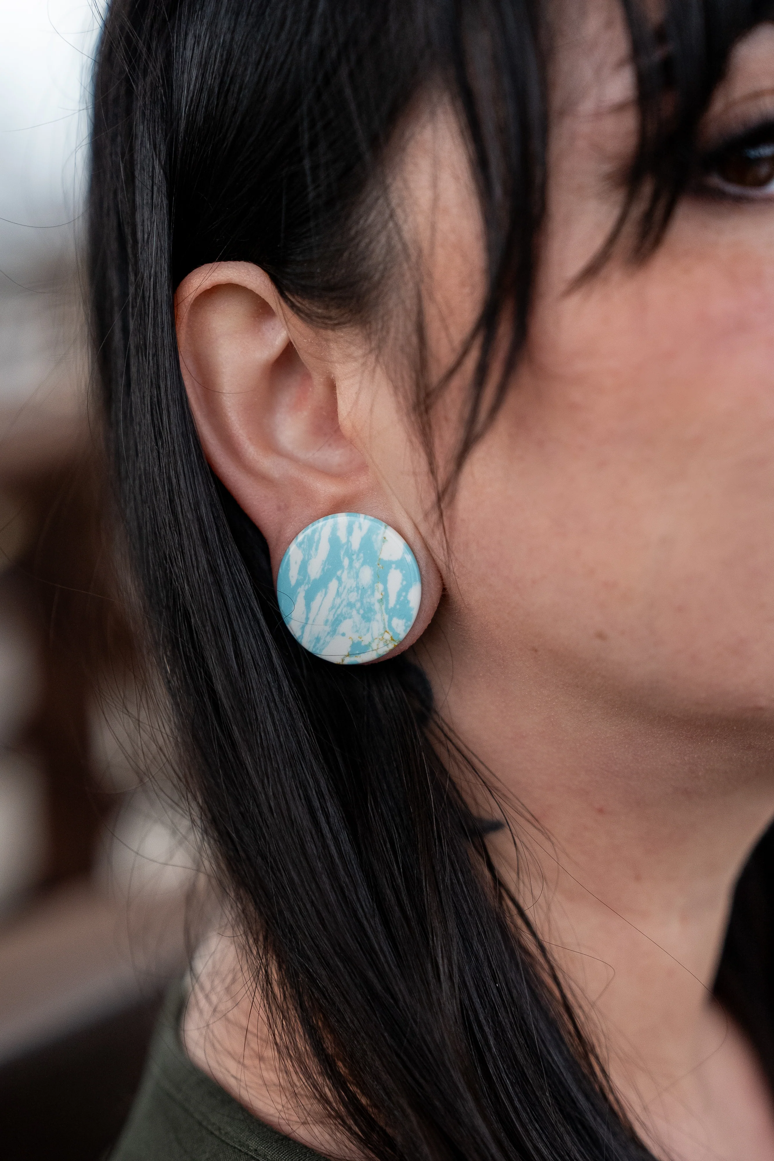 Ocean Howlite Stone Mayan Flare Plugs - Image 8