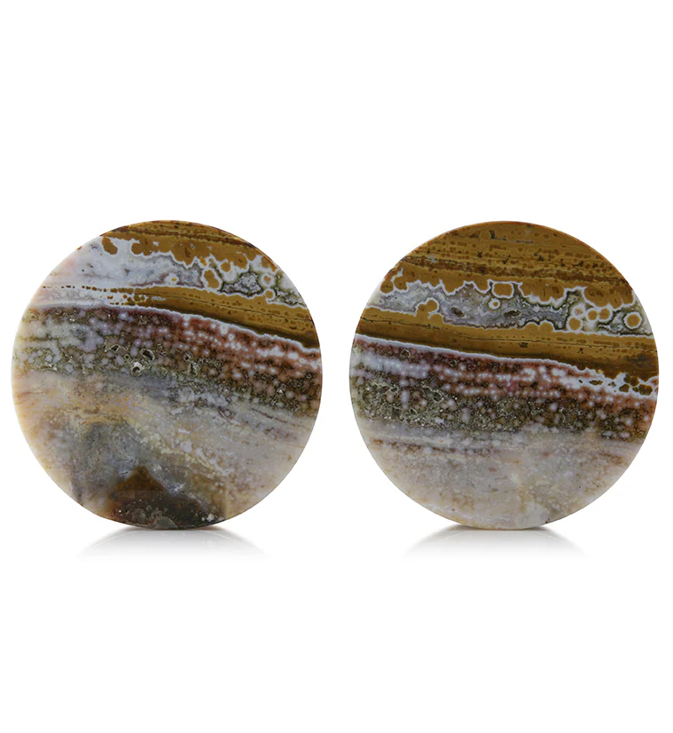 Ocean Jasper Stone Plugs 1 & 1/2" (38.1mm) Version 4